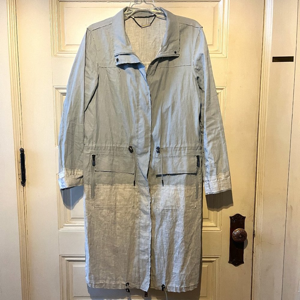 Ellie Tahari Women Linen Dust Coat
